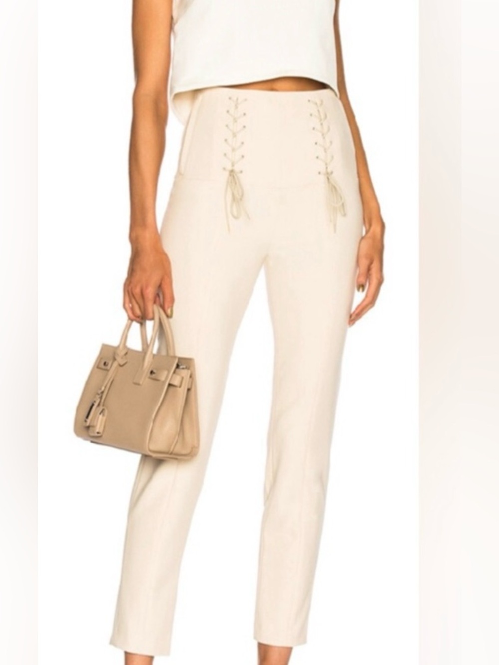 Tibi Anson High-Waist Lace-Up Pants